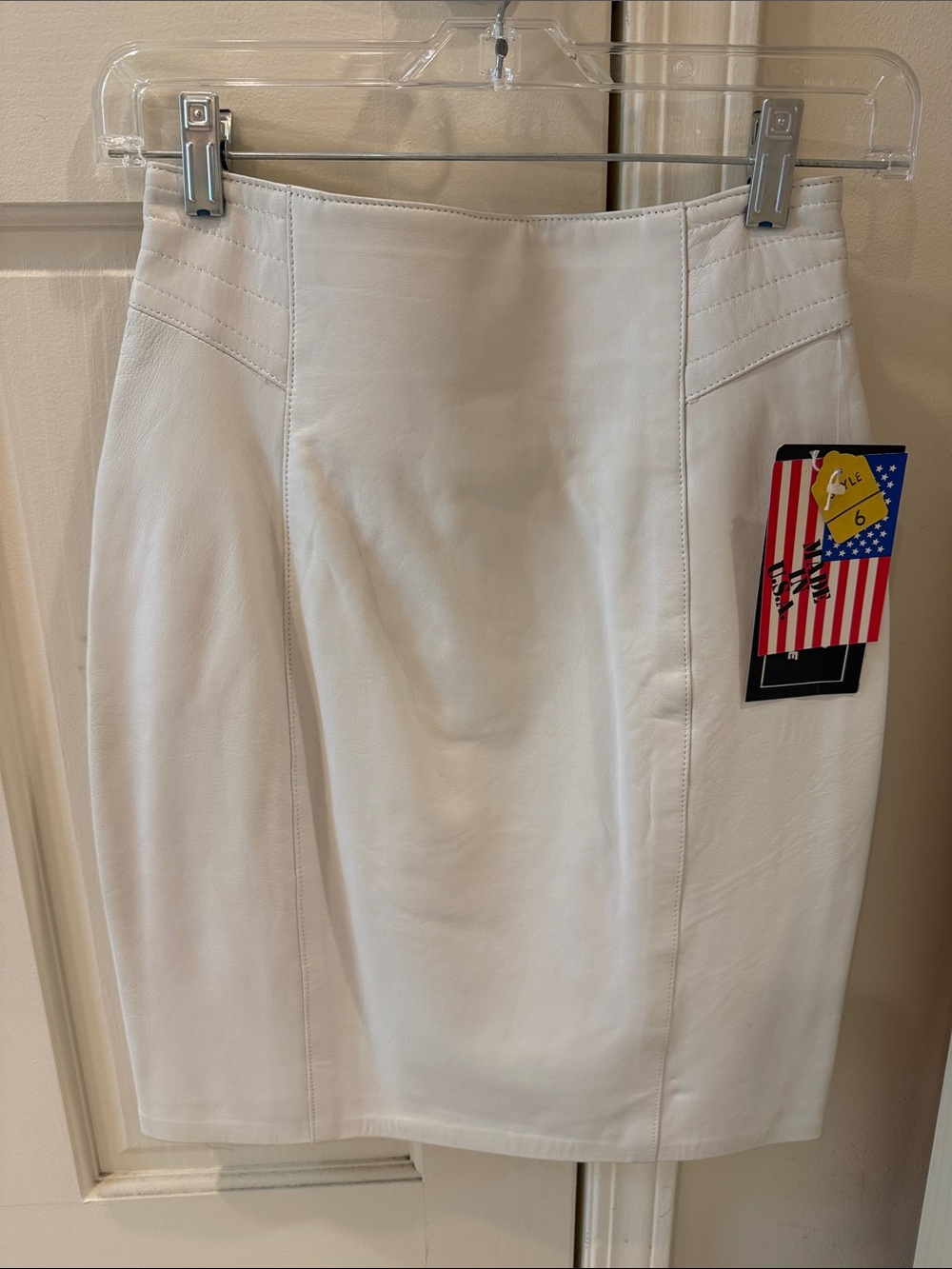 Jayskins Vintage White Leather Pencil Skirt- new with tags